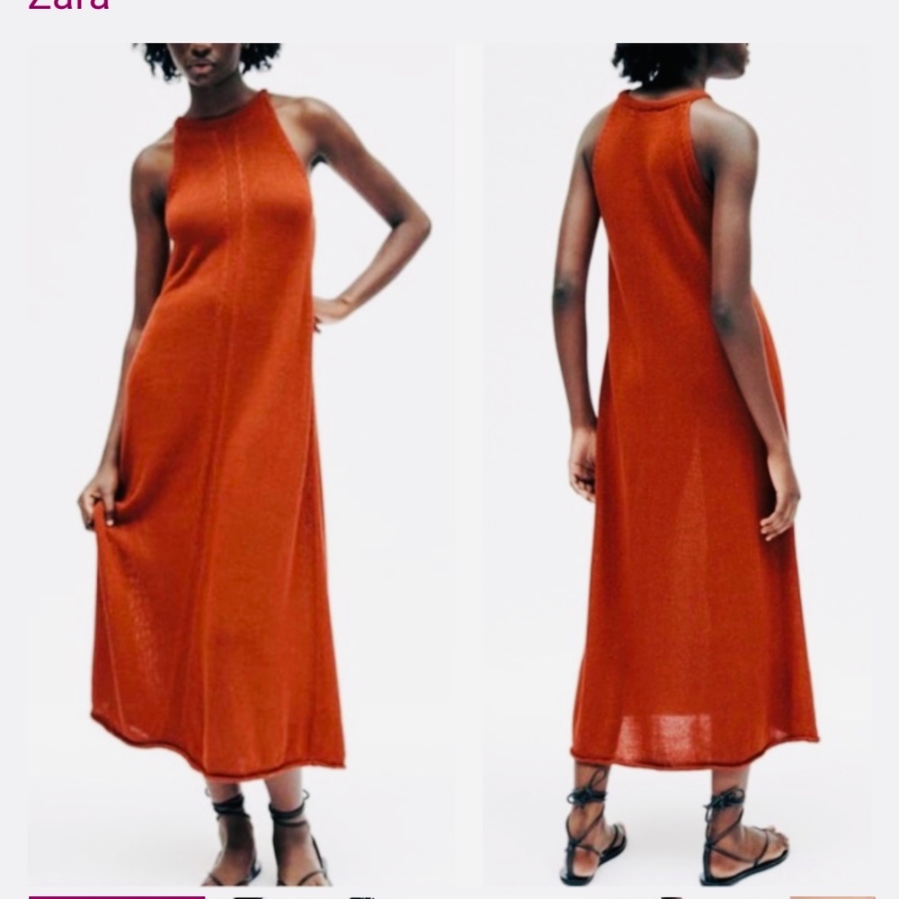 ZARA linen blend knit halter dress